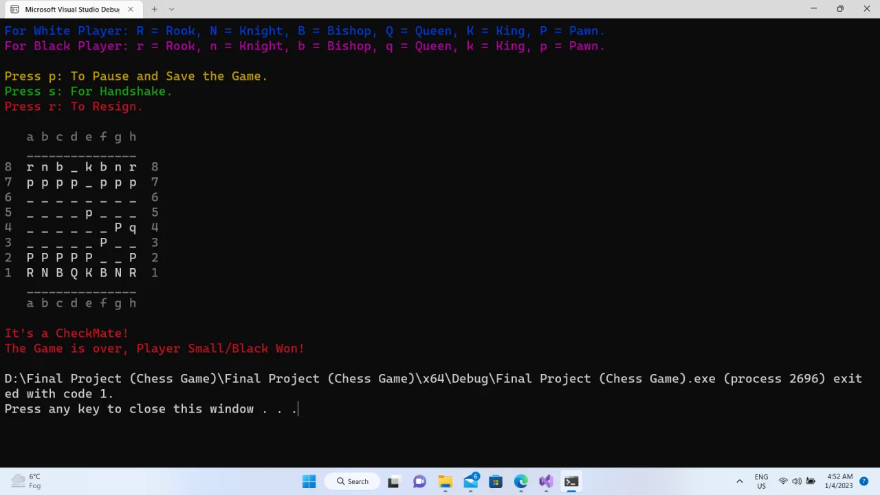 Chess Game C++ Code — screenshot 4