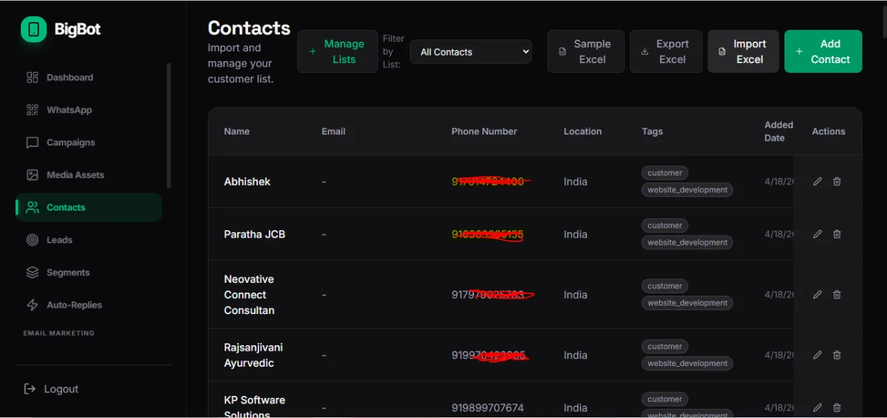 BigBot WhatsApp Email Marketing SaaS Script Code — screenshot 6