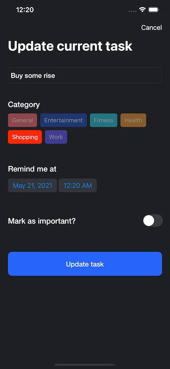 TaskEr - A Powerful Todo iOS App (Swift, iOS 11+) — screenshot 3