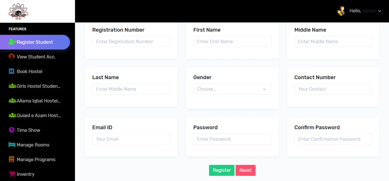 Hostel Management System for University College Hostels — screenshot 2