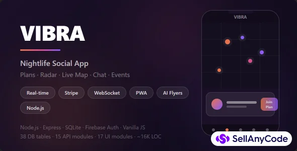 VIBRA - Social Nightlife & Events App (PWA, Map, AI, Stripe)