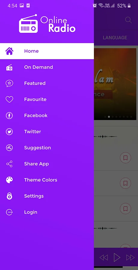 Android Radio App (Online Radio, Streaming, M3U8, M3U, MP3, PLS, AAC, FM) — screenshot 4