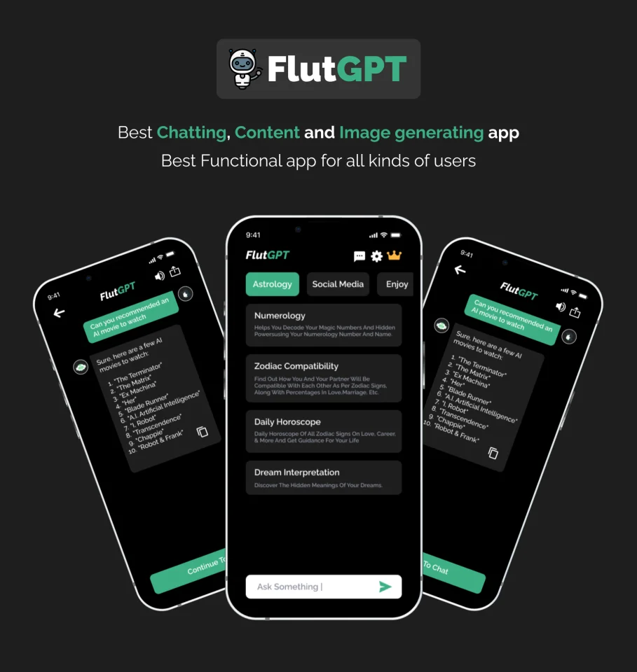 FlutGpt AI - Using OpenAI | Flutter Full Application | Art Generator | AdMob | Subscription Plan — screenshot 1