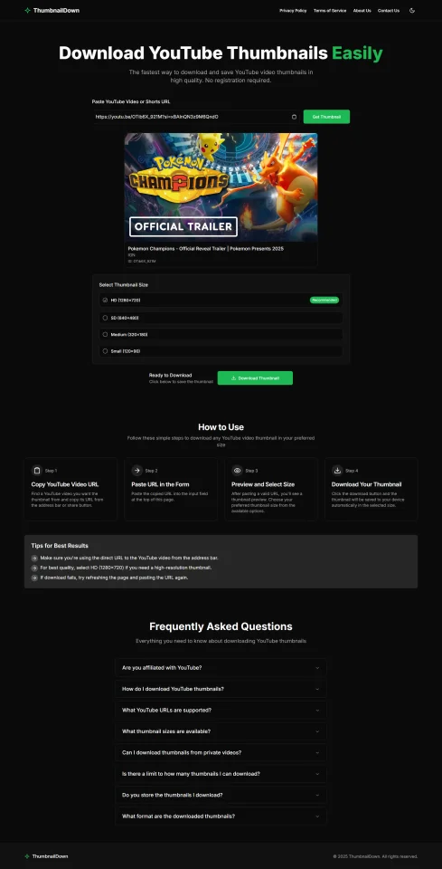 YouTube Thumbnail Downloader Advanced Website Script — screenshot 2