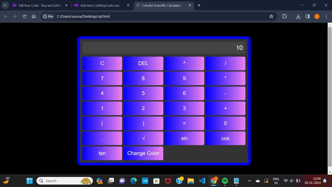 Colourful GUI Scientific Calculator — screenshot 3