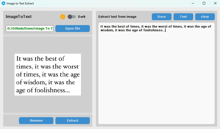PyOCR Drop - Desktop Image to Text Converter with File Export — screenshot 2