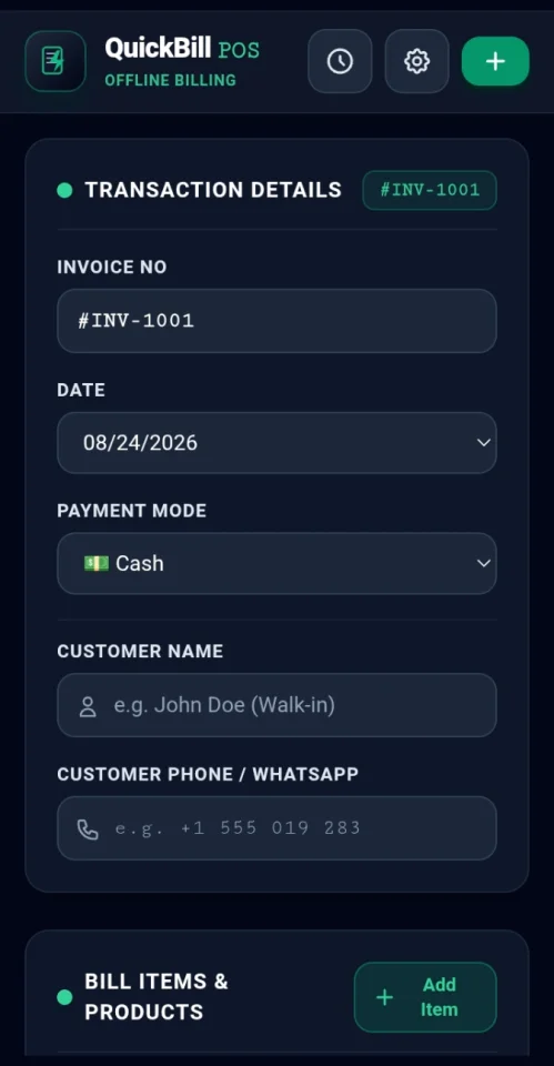 QuickBill POS Offline Billing — screenshot 1