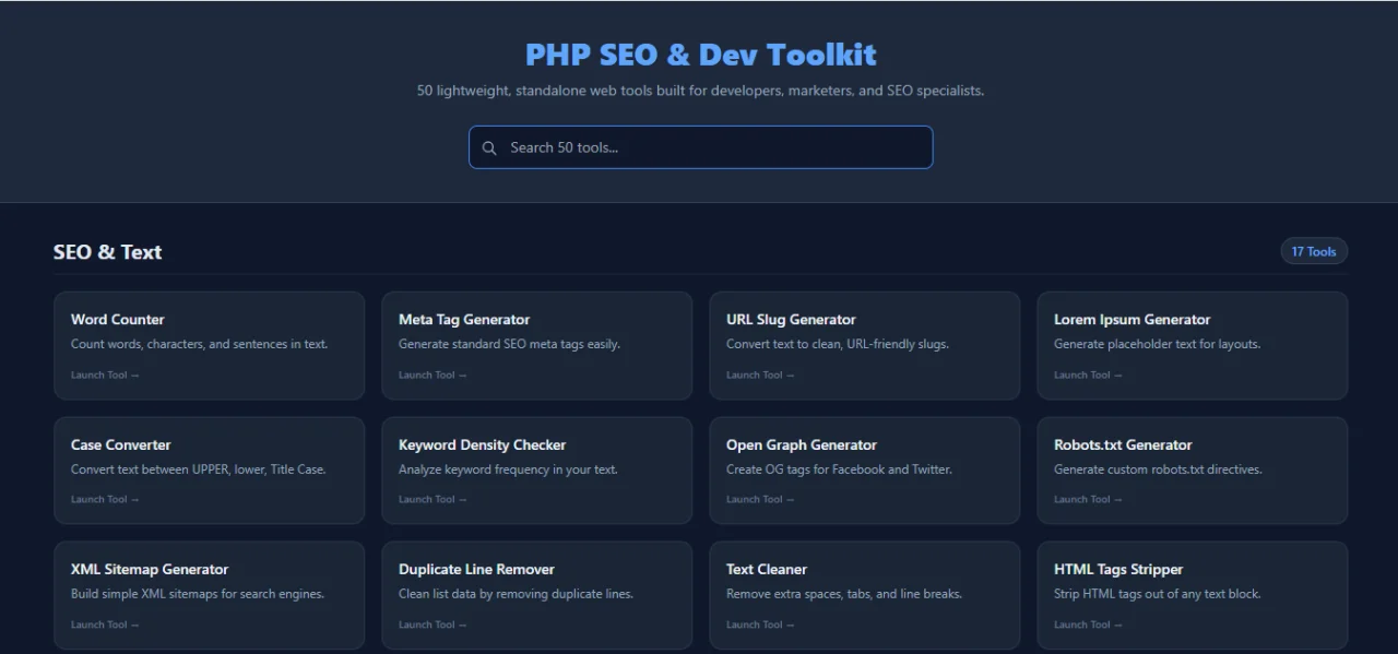 SEO Toolkit – 50-in-1 PHP SEO & Web Tools Platform — screenshot 3