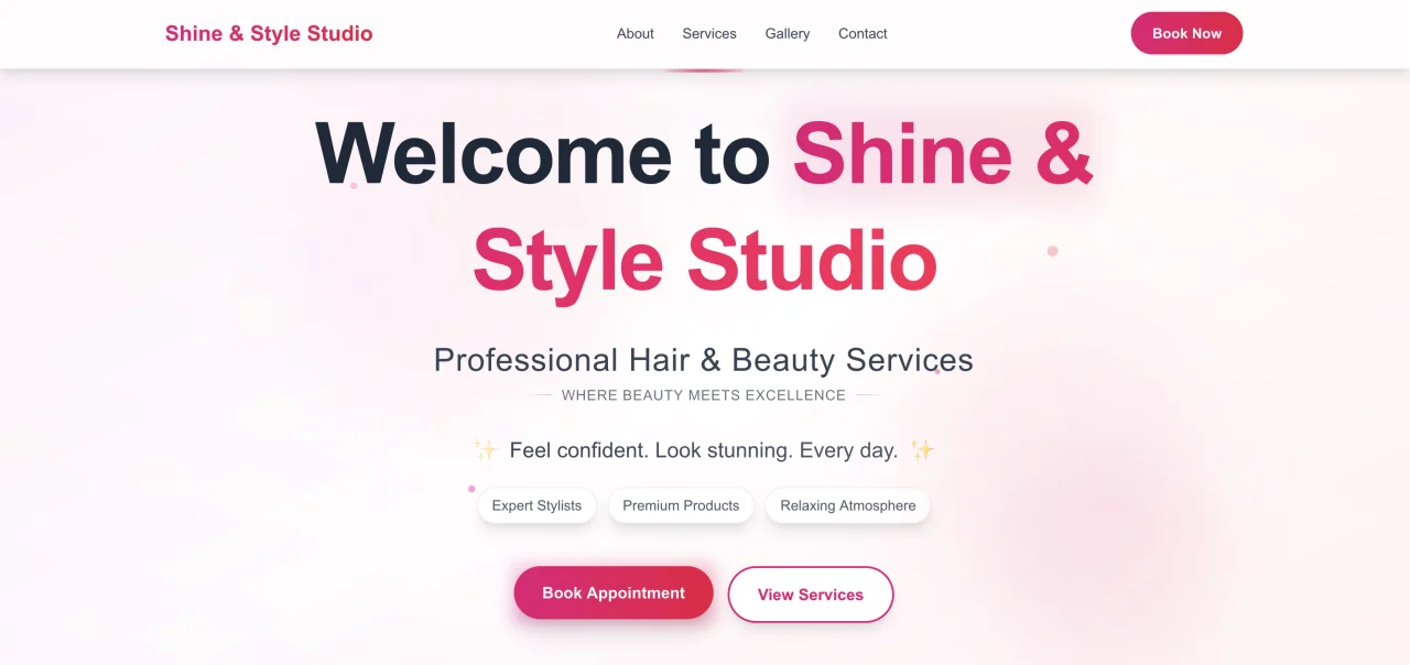 Shine & Style Elegant Next.js Template for Beauty Studios — screenshot 1