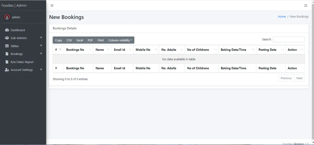 Foodies Restaurant Table Booking System — screenshot 3