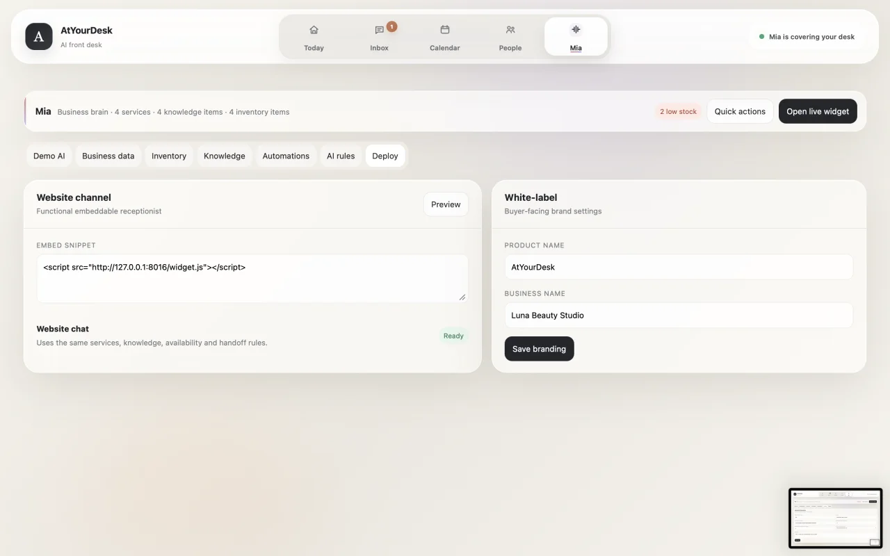 AtYourDesk AI Receptionist & Smart Front Desk | White-Label Source Code — screenshot 9
