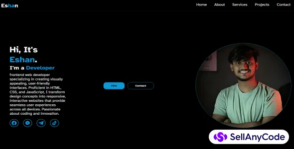 Portfolio in Dark Theme HTML, CSS, JS.