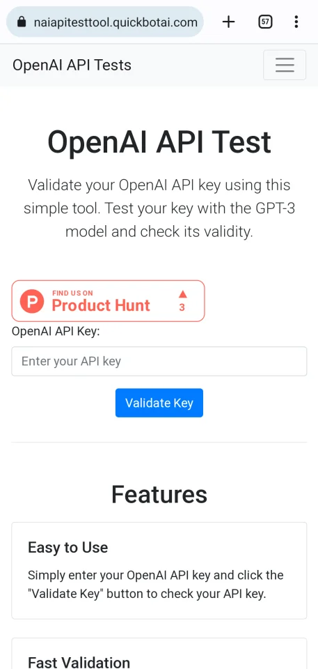 OpenAI API Validation Tool - Test Your API Key with GPT-3 | Validate OpenAI API Access — screenshot 5