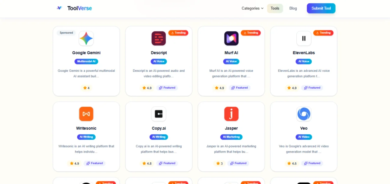 ToolVerse AI Tools Directory Platform — screenshot 2