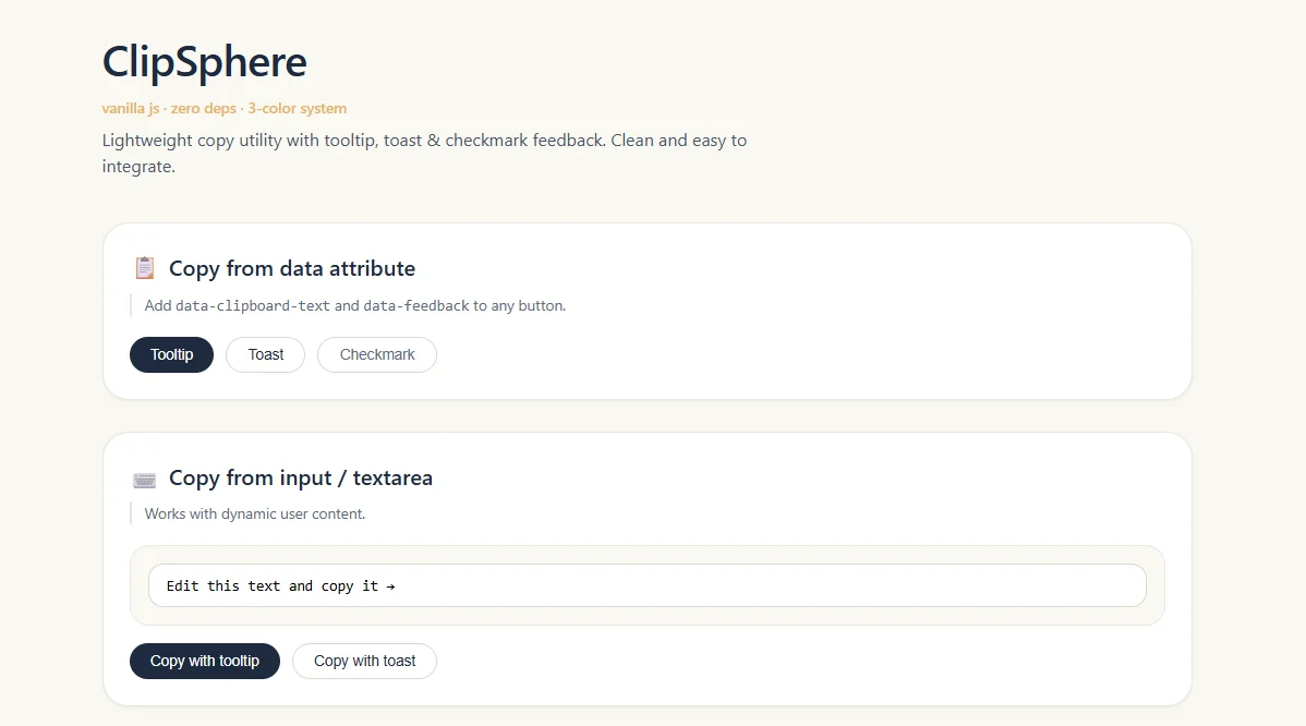 ClipSphere Vanilla Copy Utility — screenshot 1