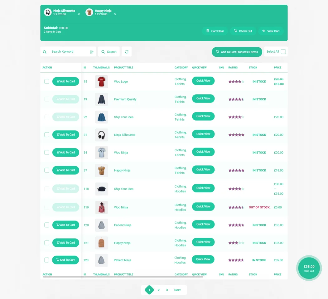 WooCommerce Product Table — screenshot 4