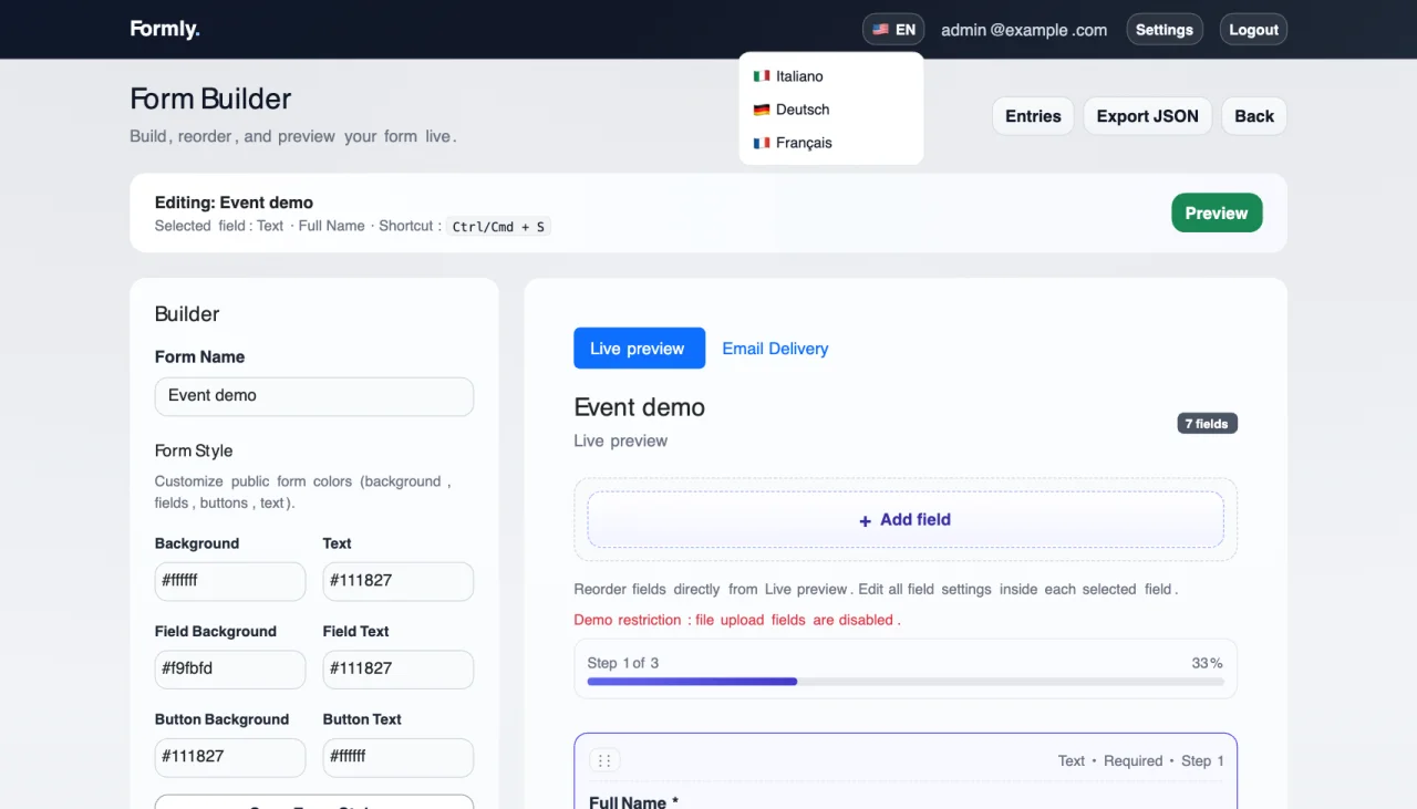Formly - PHP Form Builder with Drag and Drop — screenshot 5