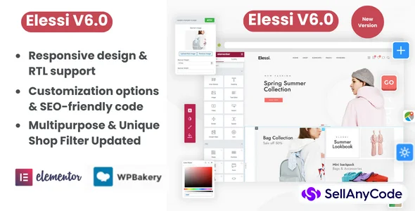 Elessi - Full License New Version WooCommerce v6.0.0 New Version AJAX WordPress Theme - RTL Support