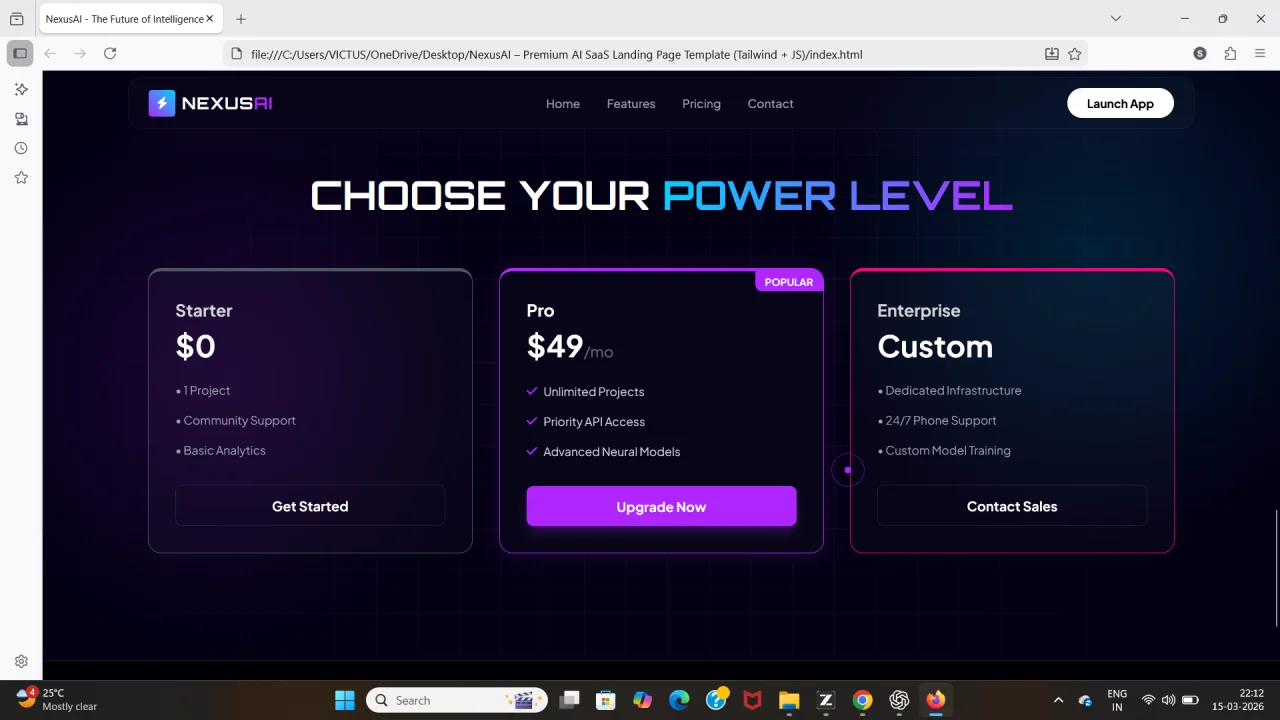 NexusAI Premium AI SaaS Landing Page Template (Tailwind + JS) — screenshot 4