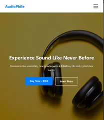AudioPhile - Headphones Landing Page HTML Template