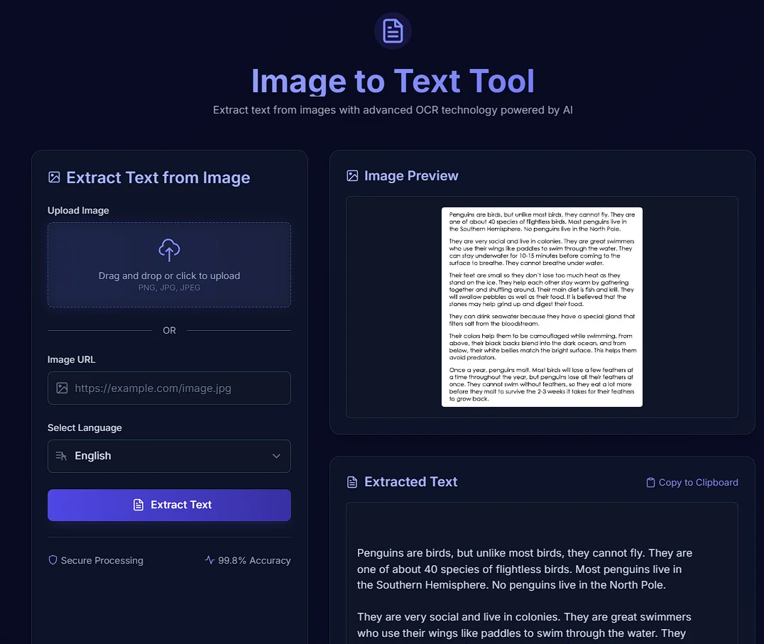 Image to Text Converer Tool by Flask + Tesseract OCR — screenshot 2
