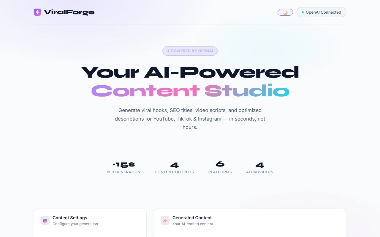 ViralForge: Ultimate AI Content Studio: — screenshot 1