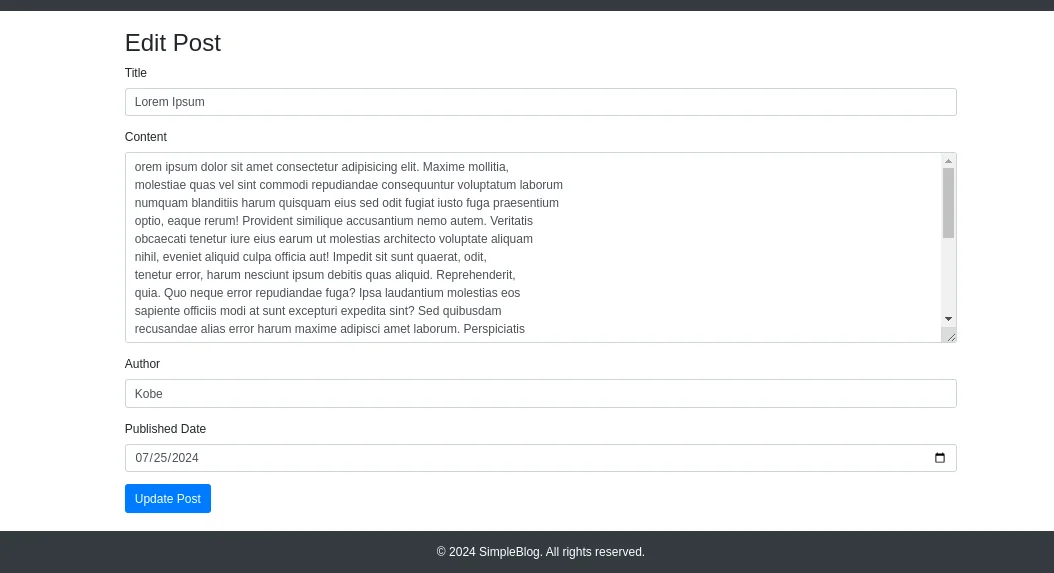 Simple Laravel Livewire Blog — screenshot 1