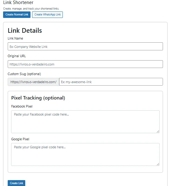 Smart Link Shortener WordPress URL & WhatsApp Link Generator — screenshot 1