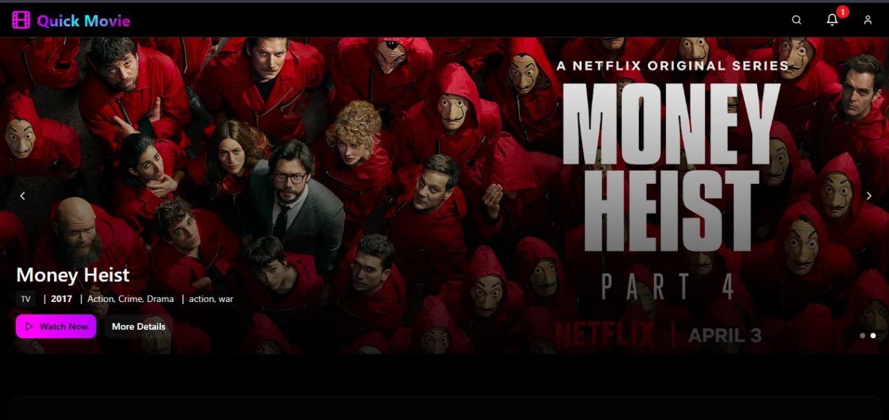 Quick Movie Full Movie Streaming App with AdSense & YouTube Integration (Admin Panel + Auth) — screenshot 1