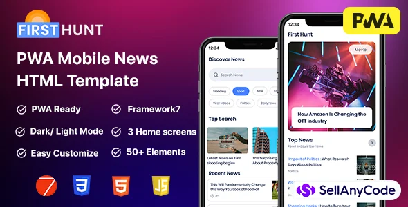 Firsthunt: Framework 7 PWA Template