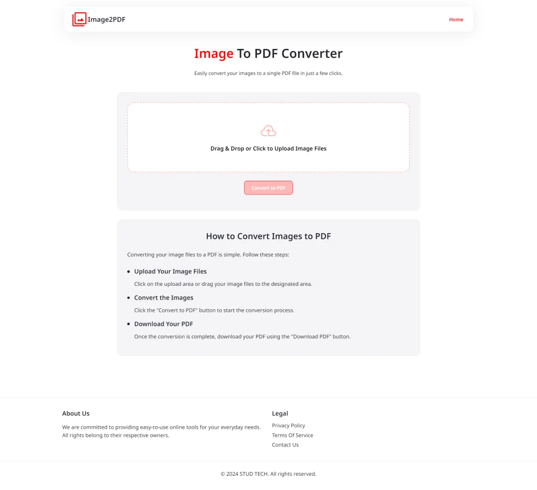 Image to PDF Converter Website Script — screenshot 1