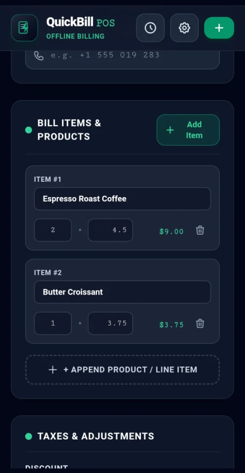 QuickBill POS Offline Billing — screenshot 2