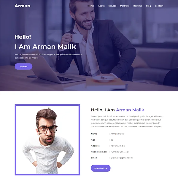 Arman Personal Portfolio HTML5 Template — screenshot 4