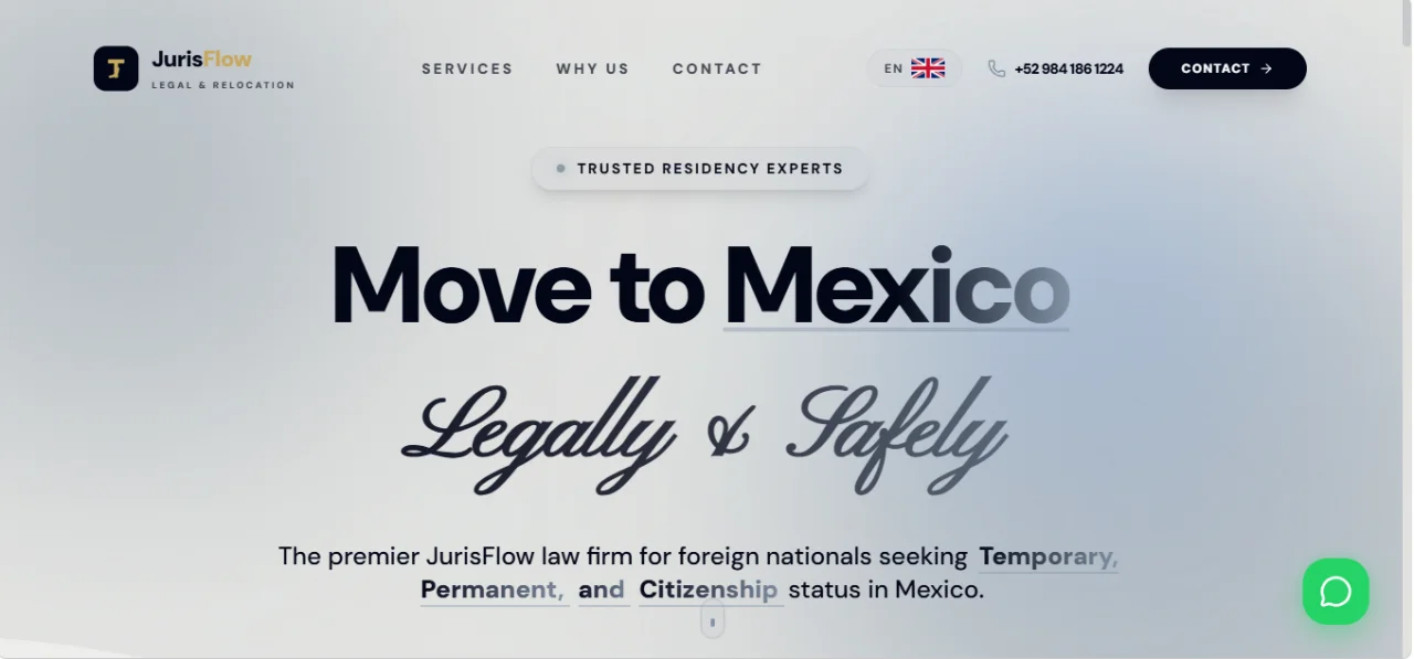 JurisFlow Legal - Premium Corporate & Relocation Law Landing Page — screenshot 1