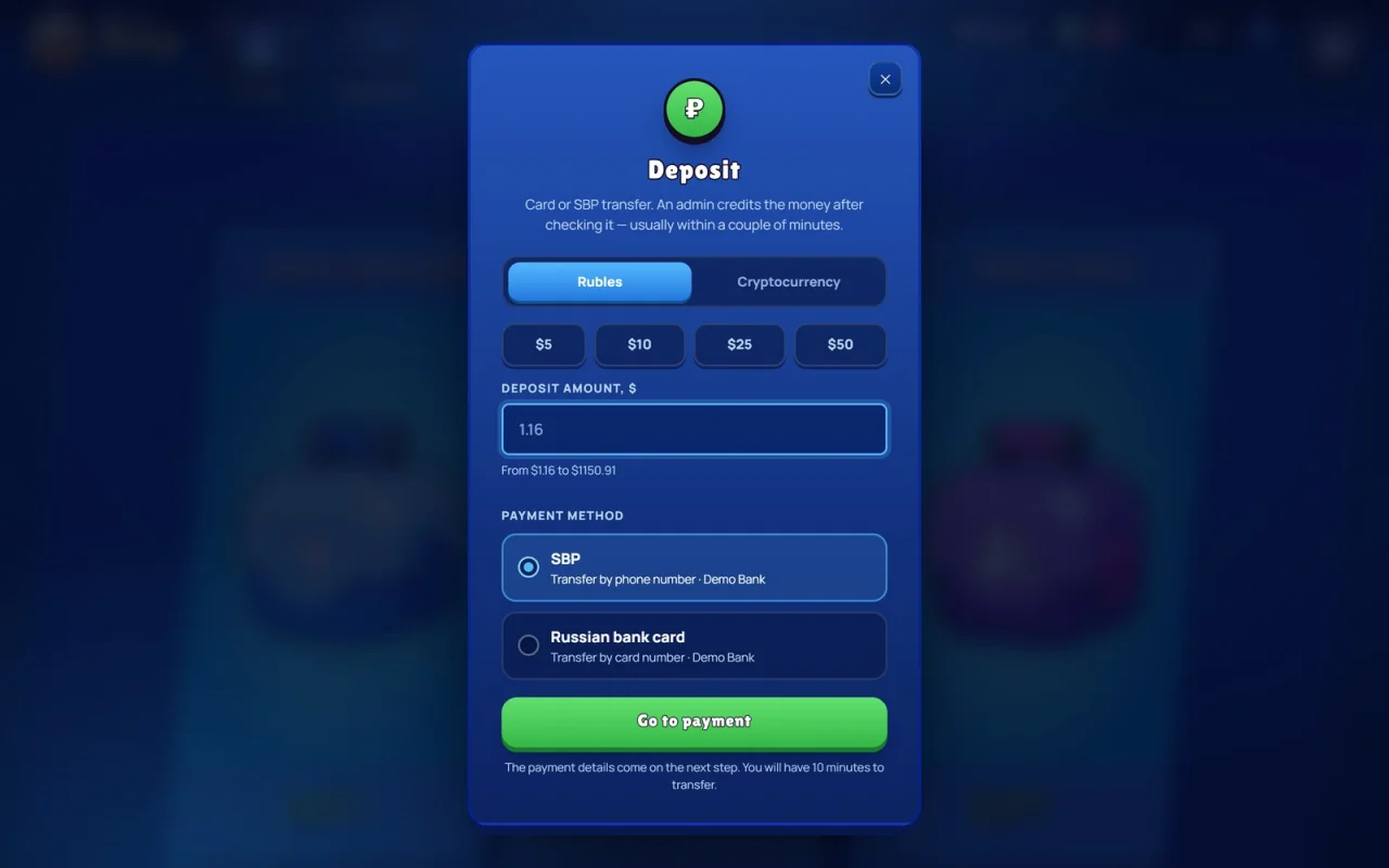MegaDrop - Case Opening Platform with Telegram Bot and RTP Admin Panel — screenshot 7