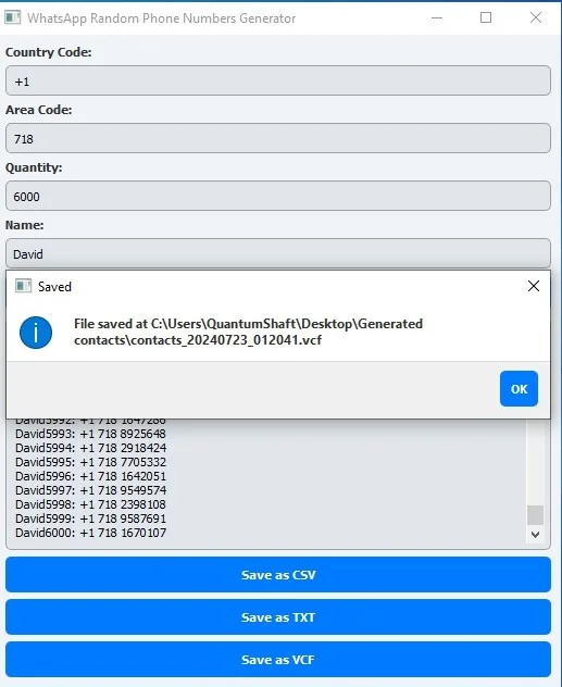 WhatsApp Phone Numbers Generator — screenshot 2