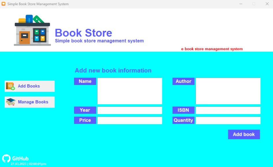 SmartBook Manager: Python Tkinter Bookstore System with SQLite & CSV Export — screenshot 2