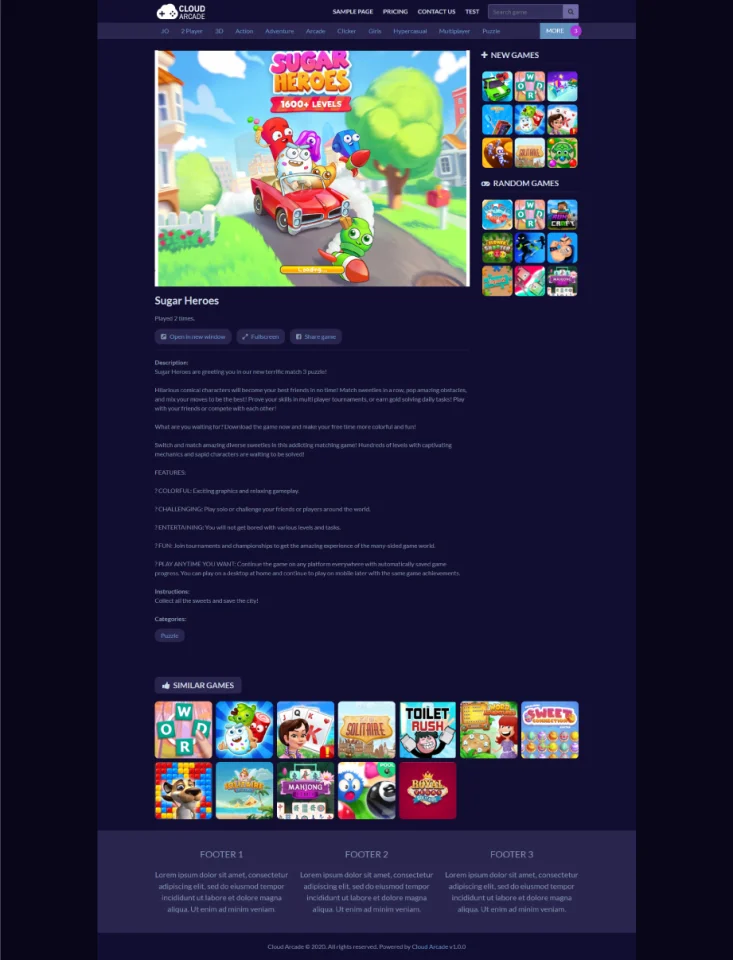 CloudArcade - HTML5 / Web Game Portal CMS — screenshot 3