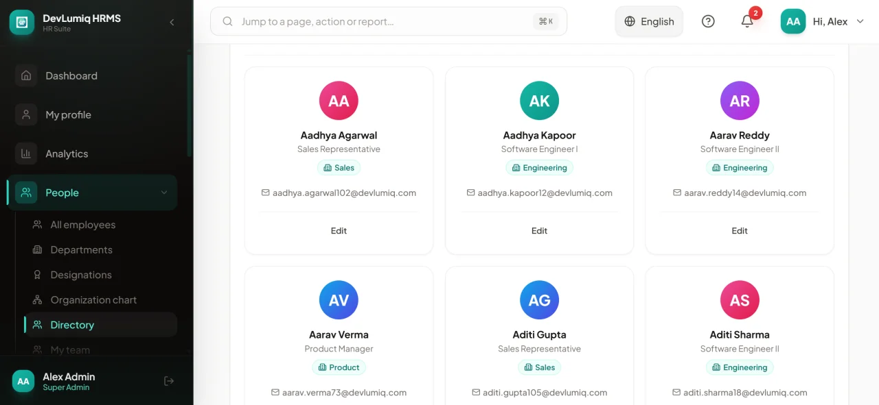 DevLumiq HRMS Next.js HR Management System — screenshot 2