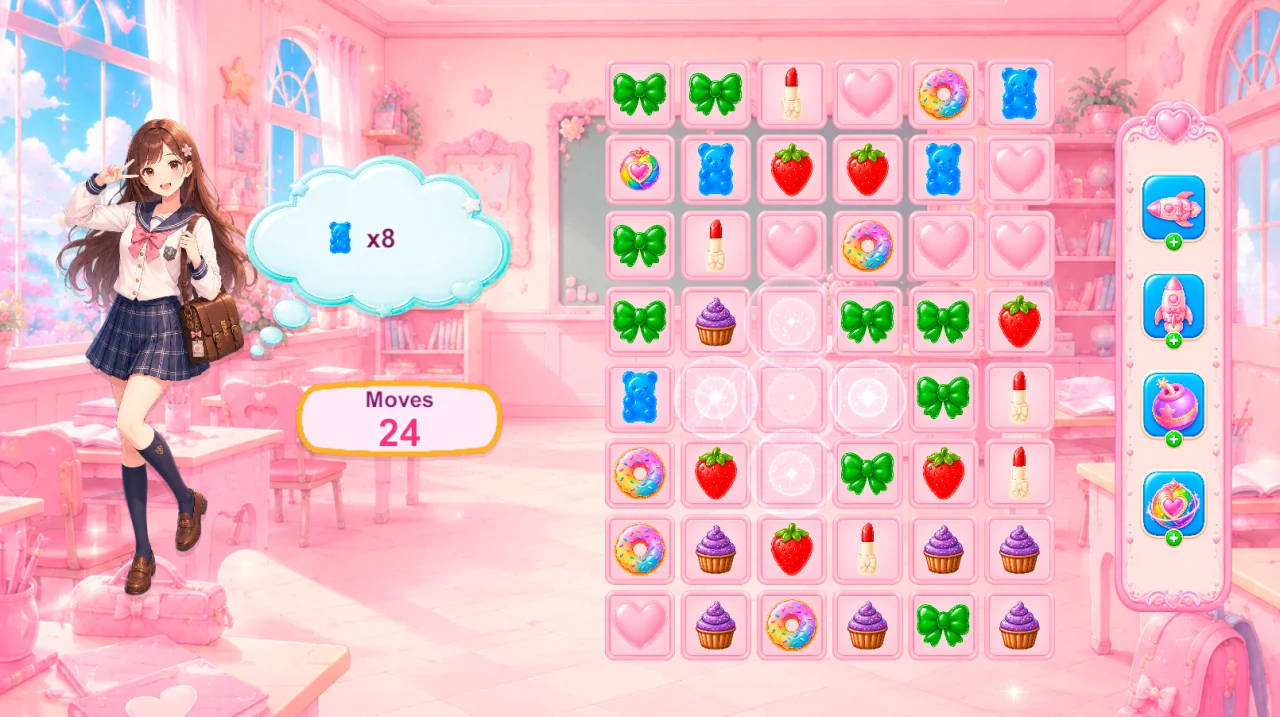 Match-3: Anime Date - Unity Source Code — screenshot 2