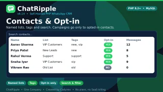 ChatRipple - PHP WhatsApp CRM for Teams, Campaigns & Tickets