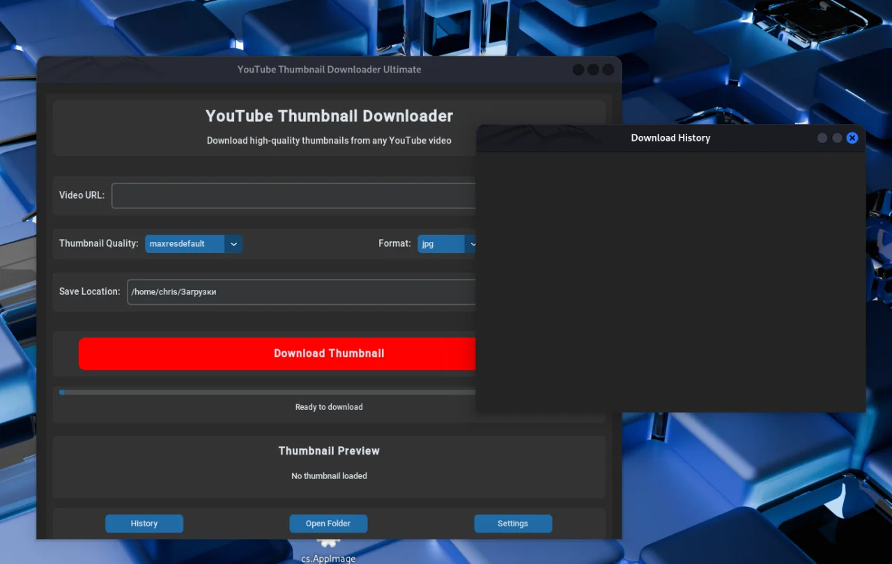 YouTube Thumbnail Downoloader (with GUI) — screenshot 1
