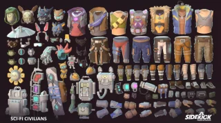 Sci-Fi Civilians Sidekick Modular Characters by Synty