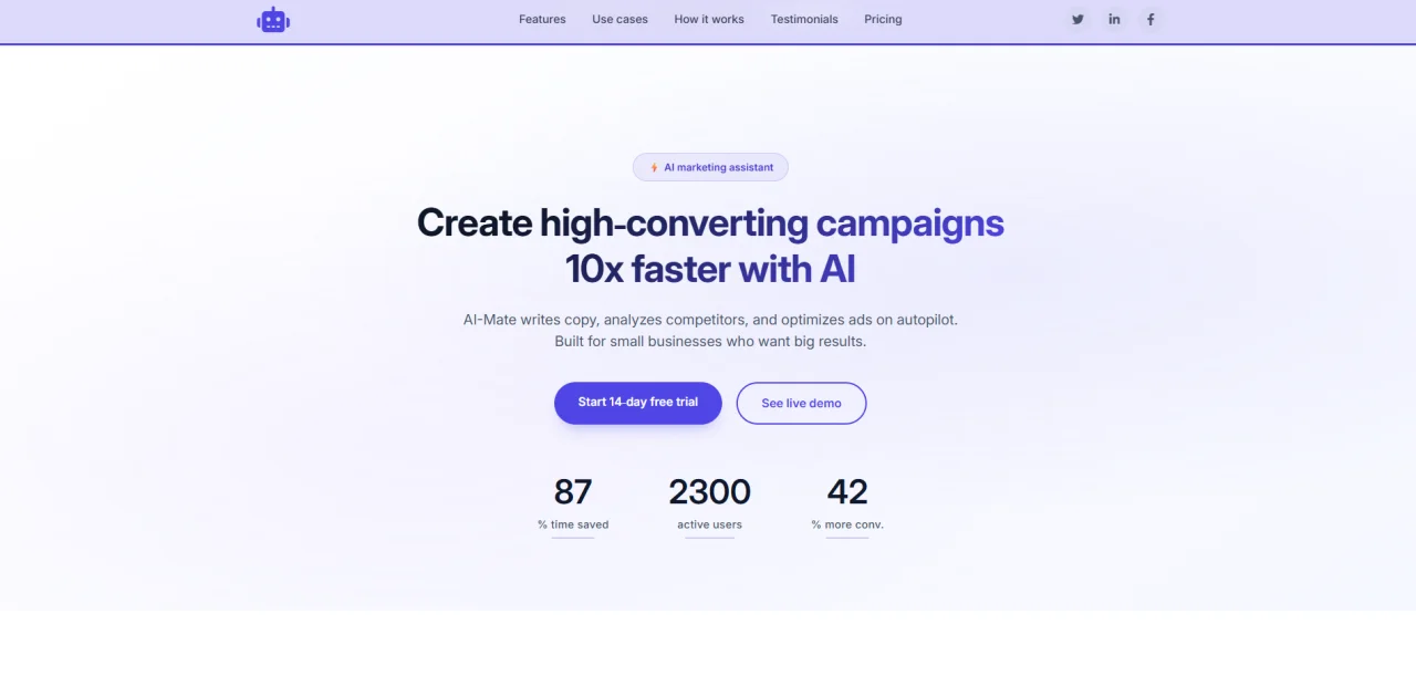 AI-Mate - AI Marketing Assistant Landing Page HTML Template — screenshot 1