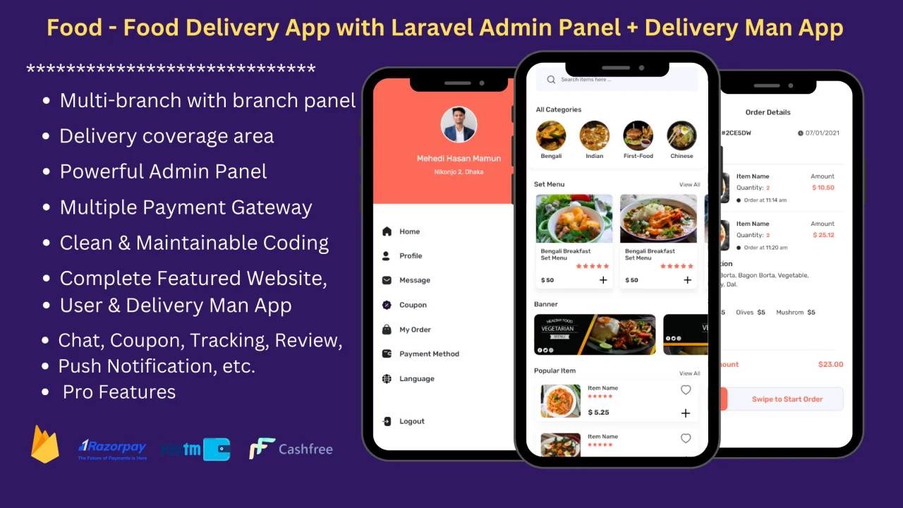eFood - Food Delivery App with Laravel Admin Panel + Delivery Man App — screenshot 3