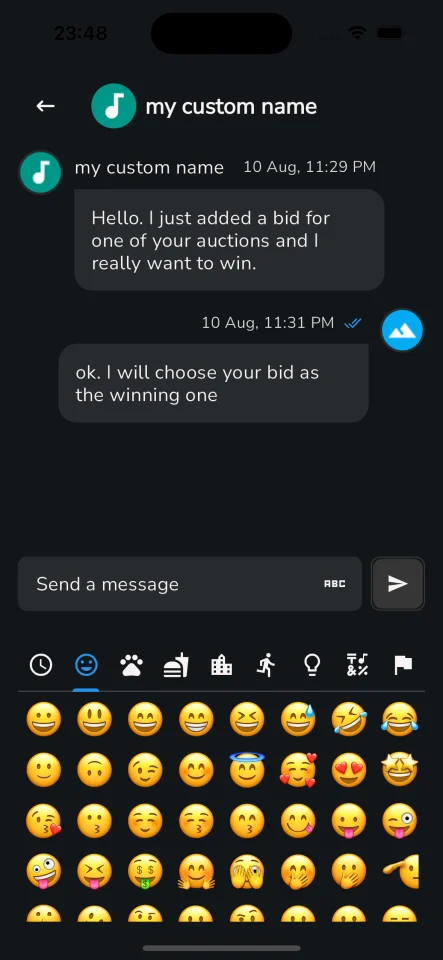 Biddo - Full Flutter Auction App, Node.js Server with Docker (with Chat) — screenshot 5