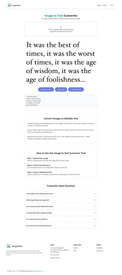 Image2Text - Image to Text Converter Website Script — screenshot 3