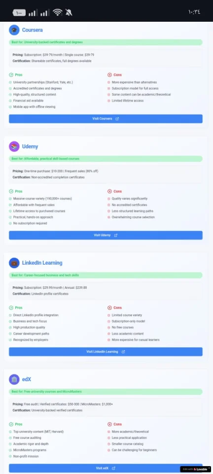 EduCompare Modern Online Learning Platforms Landing Page — screenshot 3