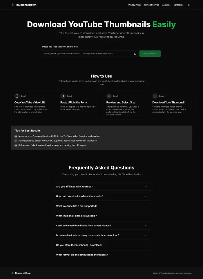YouTube Thumbnail Downloader Advanced Website Script — screenshot 3