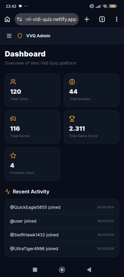 Veni Vidi Quiz - Gamified Quiz App with Admin Panel & Mini Games — screenshot 3
